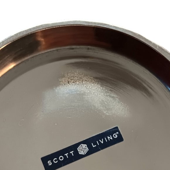 Silver Metal Black Etched Candleholders Set of Two Modern - Picture 8 of 11